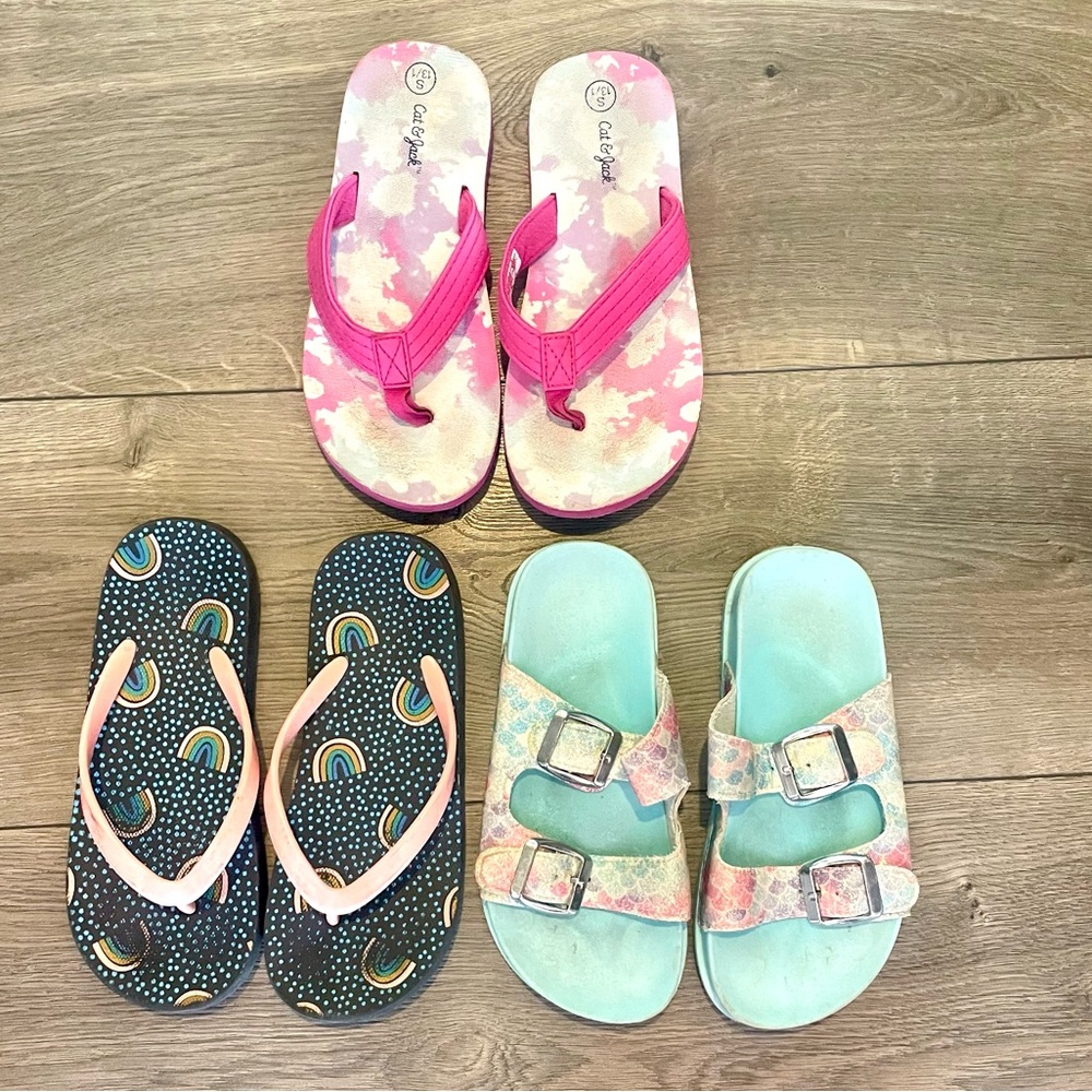 Cat & Jack Girls’ Sandals (Set of 3), Sizes 12/13 & 13/1